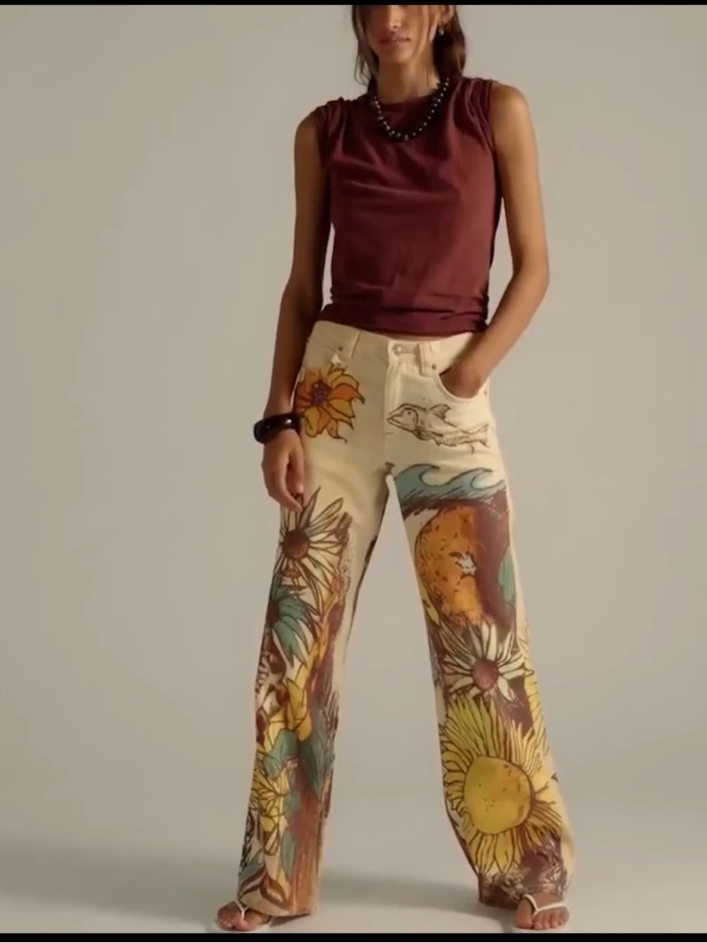 NWT FREE PEOPLE WE THE FREE TINSLEY PRINTED JEANS 🔥